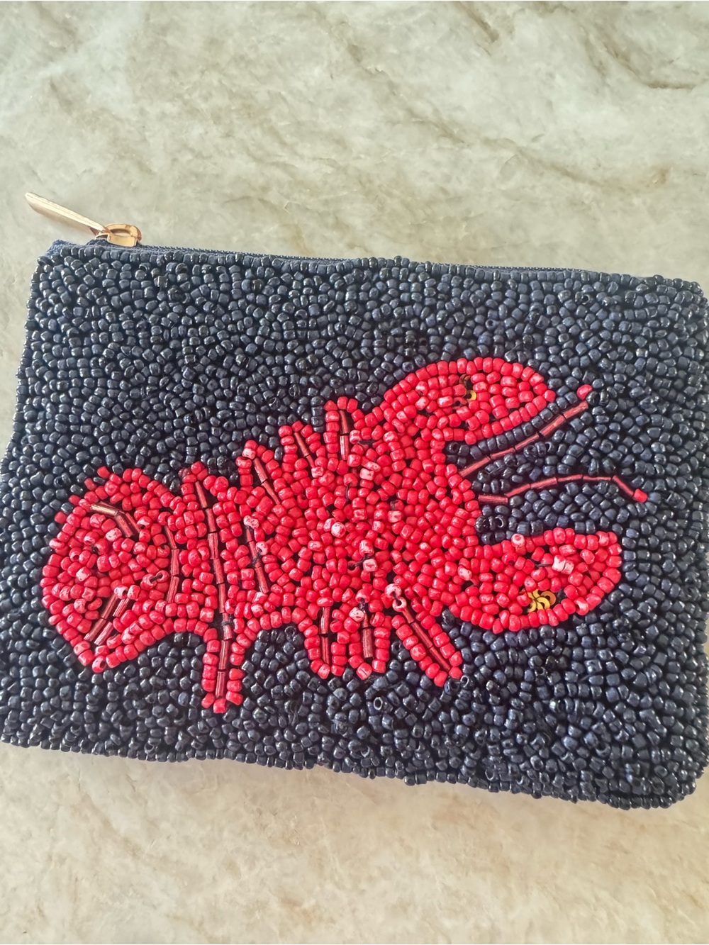 A New Day Beaded Lobster Zip Coin Purse Coastal